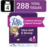 Puffs Ultra Soft Facial Tissues, 4 Mega Cube Boxes