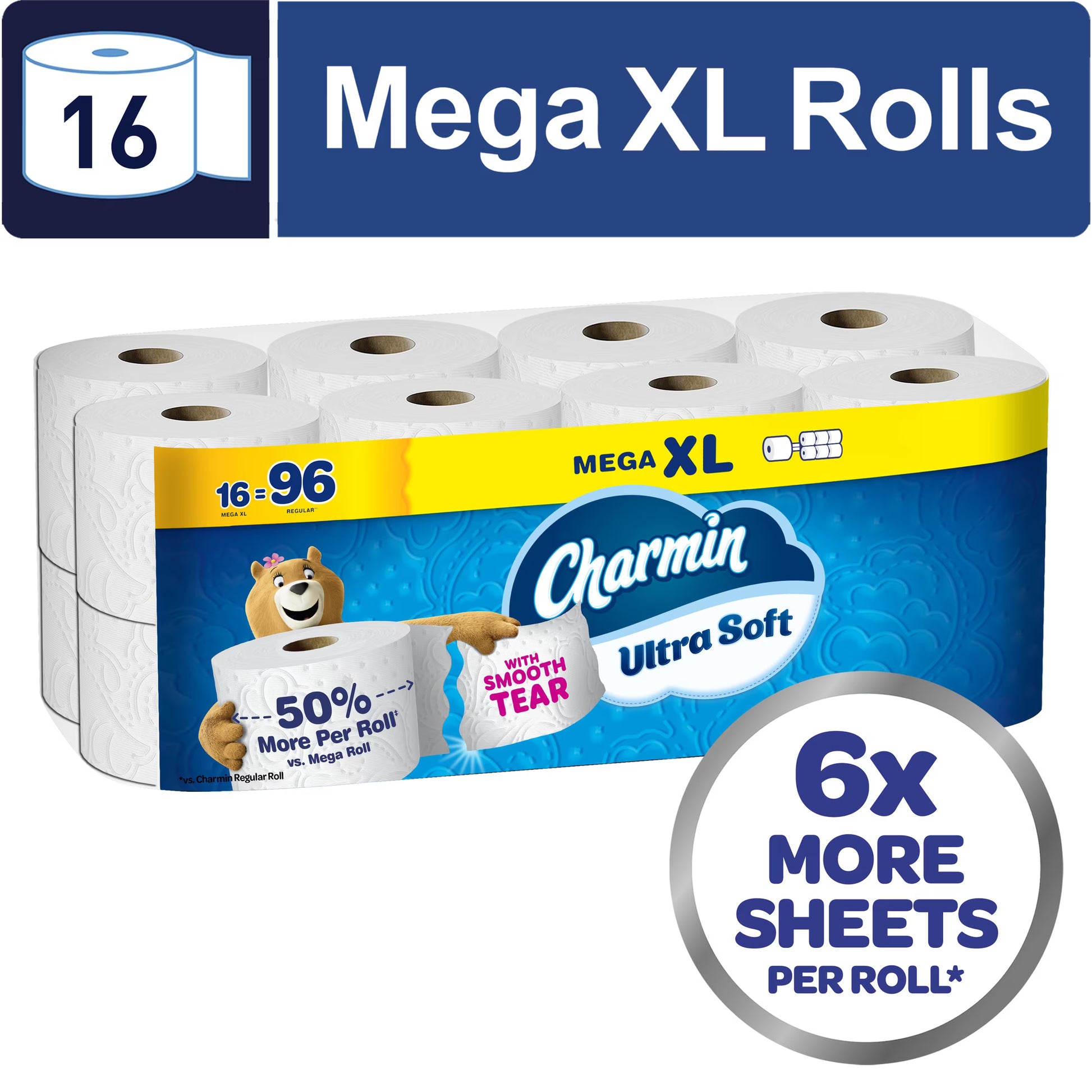 Charmin Ultra Soft Toilet Paper, 16 Mega XL Rolls