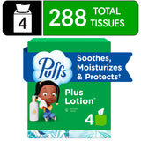 Puffs Plus Lotion Facial Tissue, 4 Mega Cube Boxes