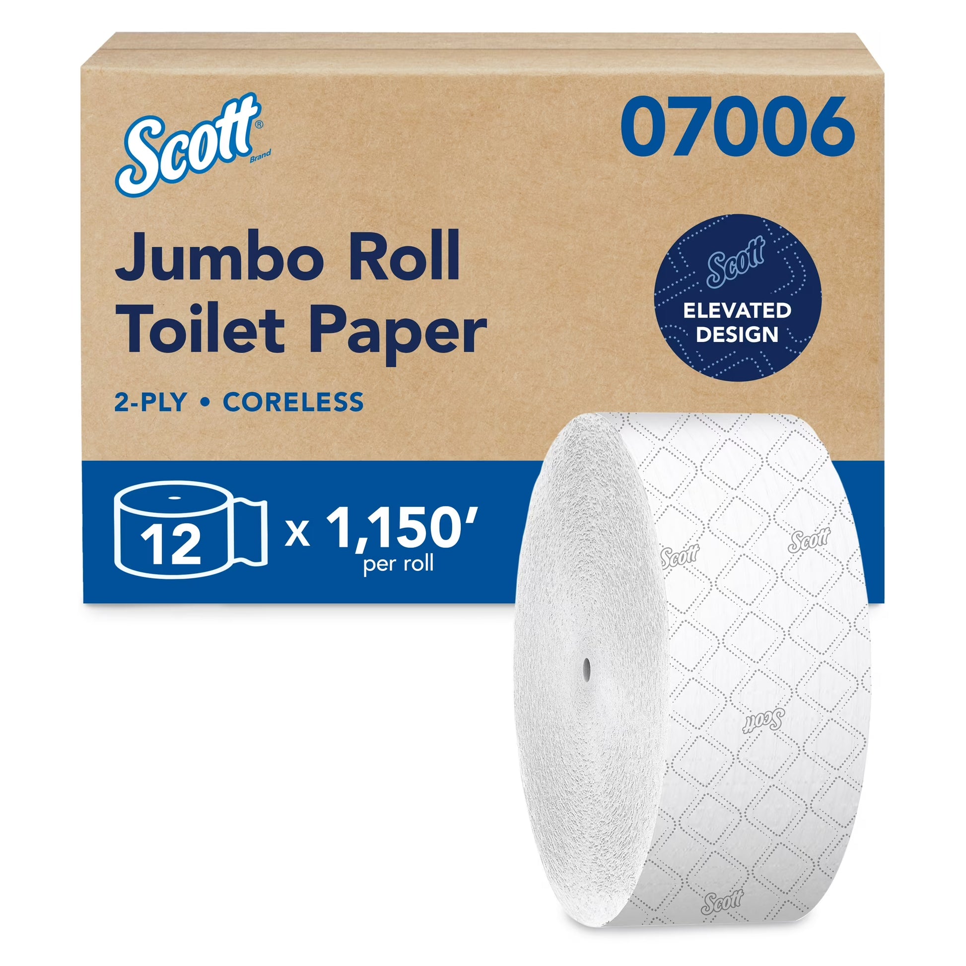Scott Coreless Jumbo Roll Toilet Paper, 12-Roll Case, 1,150 ft Each
