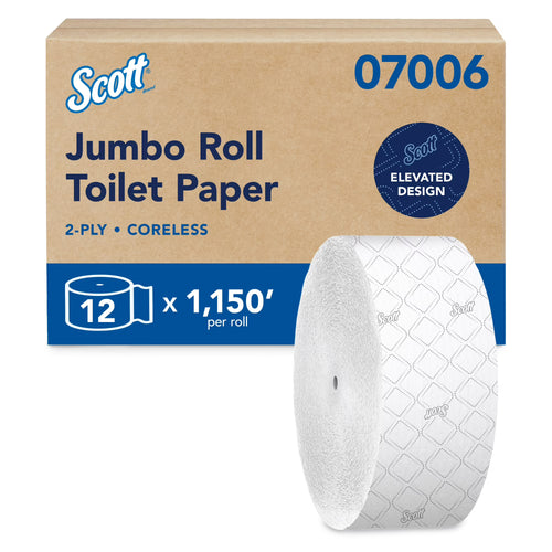 Scott Coreless Jumbo Roll Toilet Paper, 12-Roll Case, 1,150 ft Each