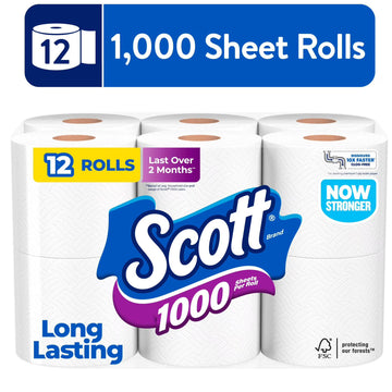 Scott 1000 Toilet Paper, 12 Rolls