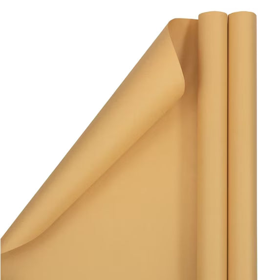 JAM Paper Light Kraft Matte Gift Wrapping Paper, 2 Rolls, 50 Sq. Ft.