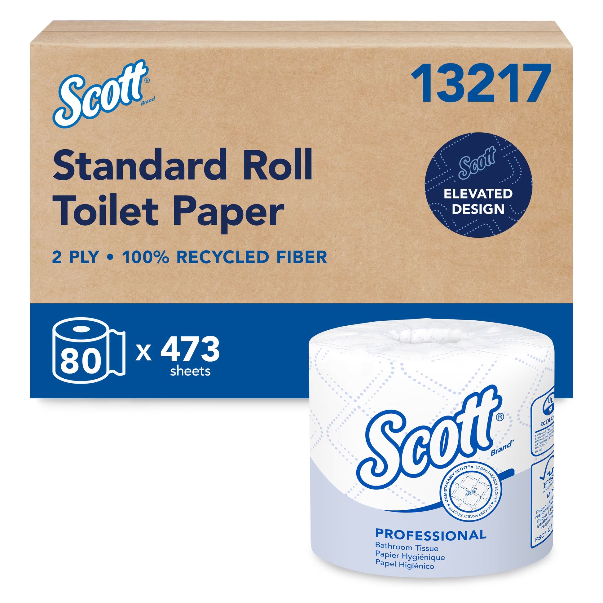Scott Professional Recycled Fiber Toilet Paper, 80-Roll Case