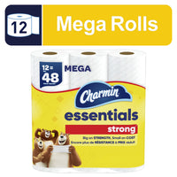 Charmin Essentials Strong Toilet Paper, 12 Mega Rolls