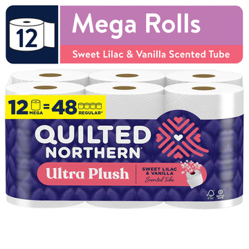 Quilted Northern Ultra Plush Toilet Paper, Sweet Lilac & Vanilla Scented Tube, 12 Mega Rolls