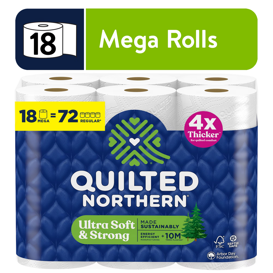 Quilted Northern Ultra Soft & Strong Toilet Paper, 18 Mega Rolls