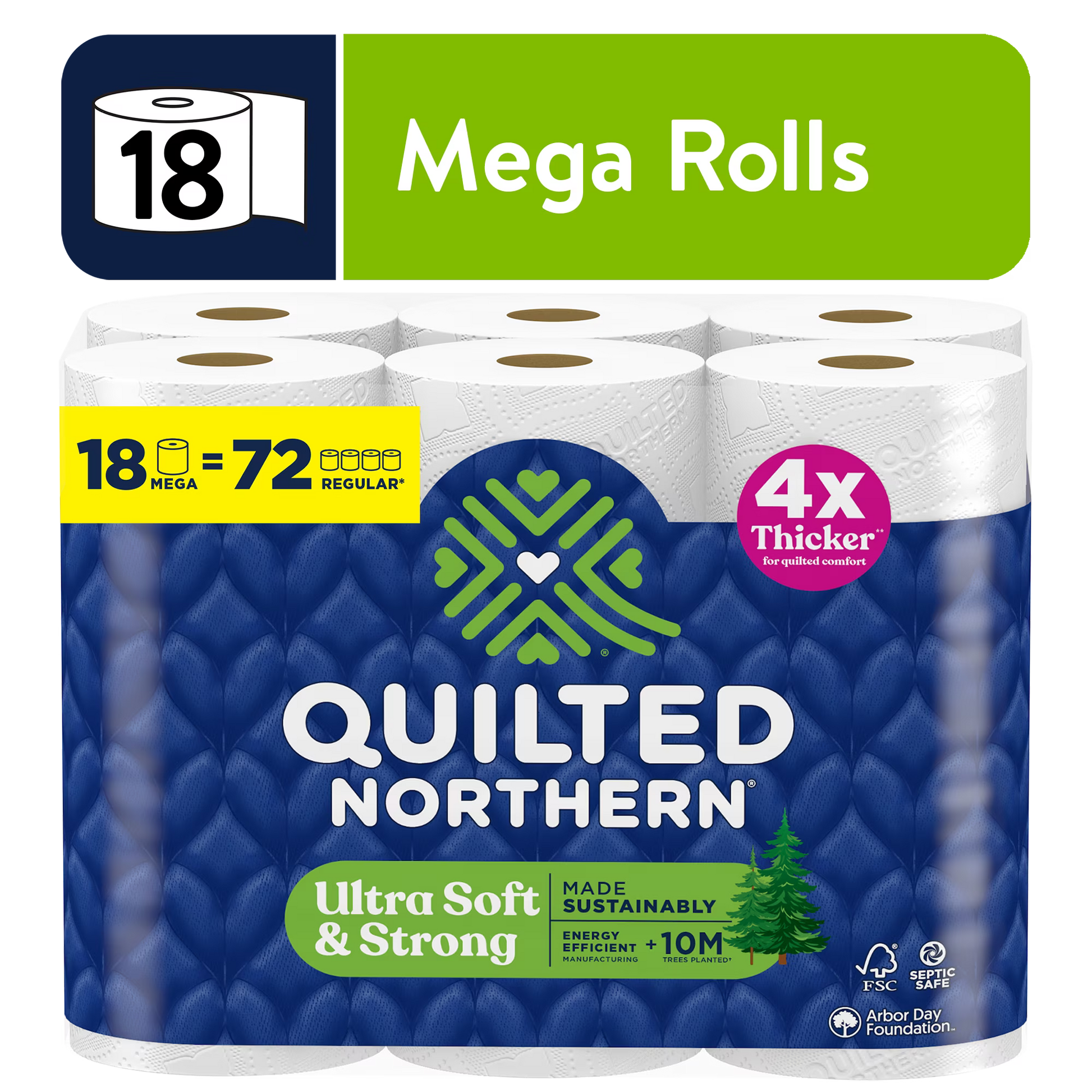 Quilted Northern Ultra Soft & Strong Toilet Paper, 18 Mega Rolls