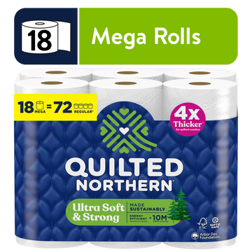 Quilted Northern Ultra Soft & Strong Toilet Paper, 18 Mega Rolls