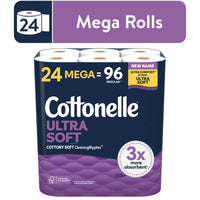 Cottonelle Ultra Soft Toilet Paper, 24 Mega Rolls