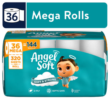 Angel Soft Toilet Paper, 36 Mega Rolls, 2-Ply, 320 Sheets Per Roll