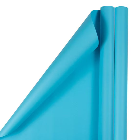 JAM Peacock Blue Matte Wrapping Paper, 2 Rolls, 50 Sq Ft Total