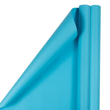 JAM Peacock Blue Matte Wrapping Paper, 2 Rolls, 50 Sq Ft Total
