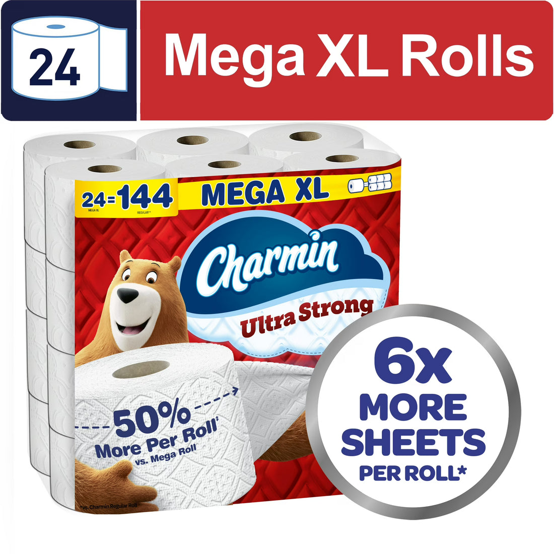 Charmin Ultra Strong Toilet Paper, 24 Mega XL Rolls
