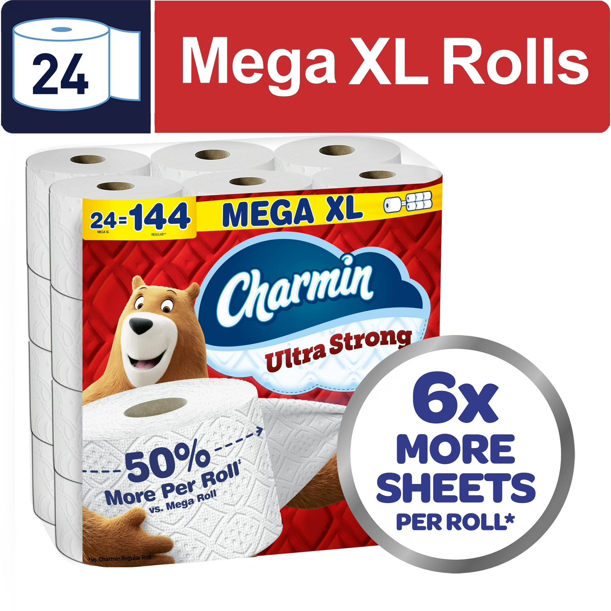 Charmin Ultra Strong Toilet Paper, 24 Mega XL Rolls
