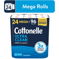 Cottonelle Ultra Clean Toilet Paper, 24 Mega Rolls