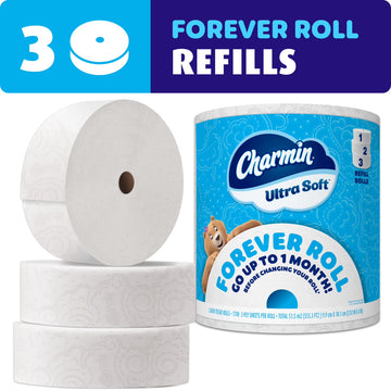 Charmin Ultra Soft Forever Roll Refill Rolls, 3-Pack