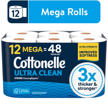 Cottonelle Ultra Clean Toilet Paper, 12 Mega Rolls