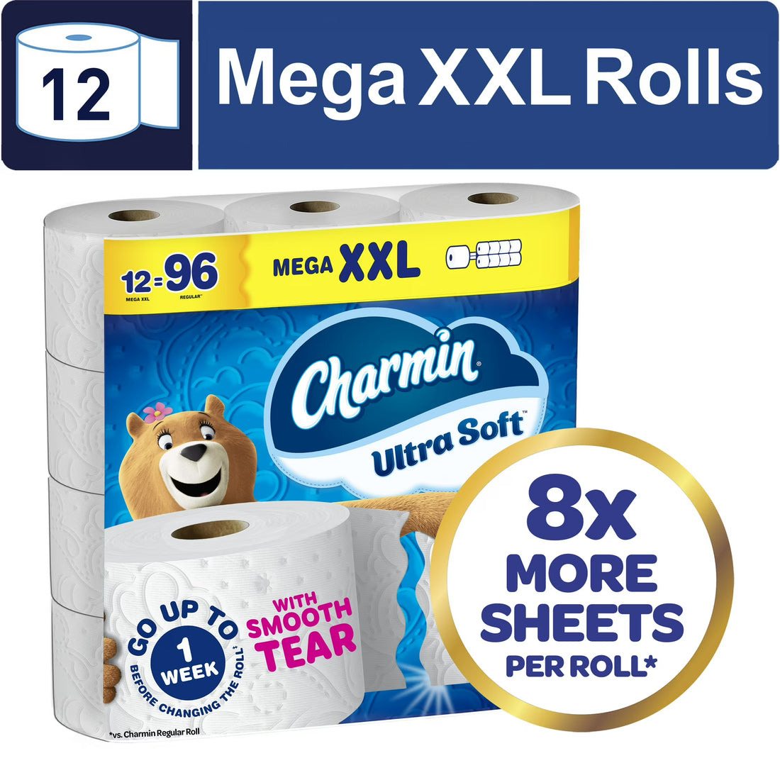 Charmin Ultra Soft Toilet Paper, 12 Mega XXL Rolls
