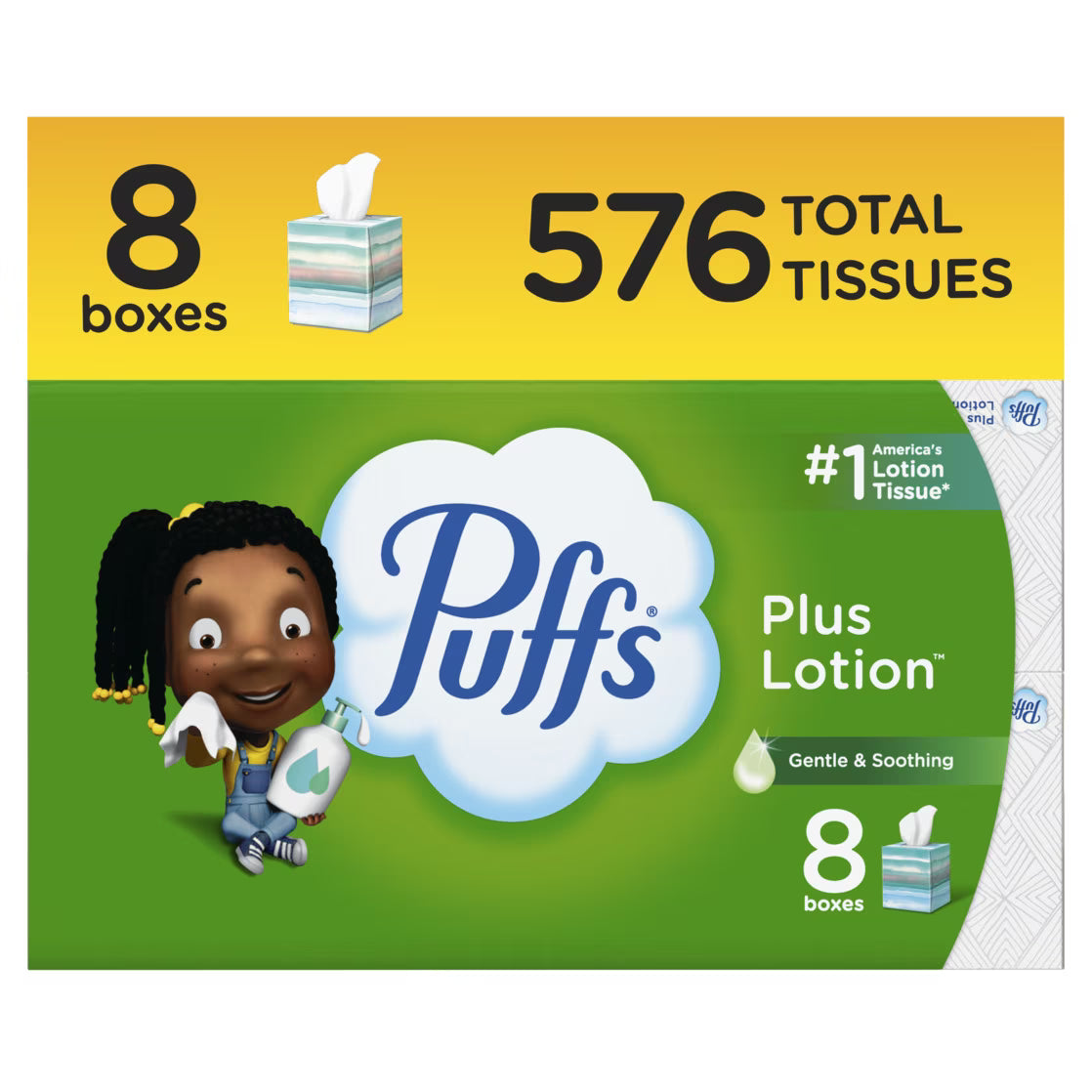 Puffs Plus Lotion Facial Tissue, 8 Mega Cube Boxes
