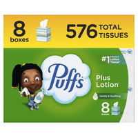 Puffs Plus Lotion Facial Tissue, 8 Mega Cube Boxes
