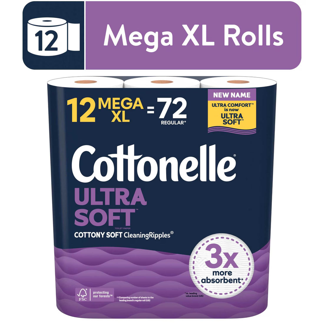 Cottonelle Ultra Soft Toilet Paper, 12 Mega XL Rolls