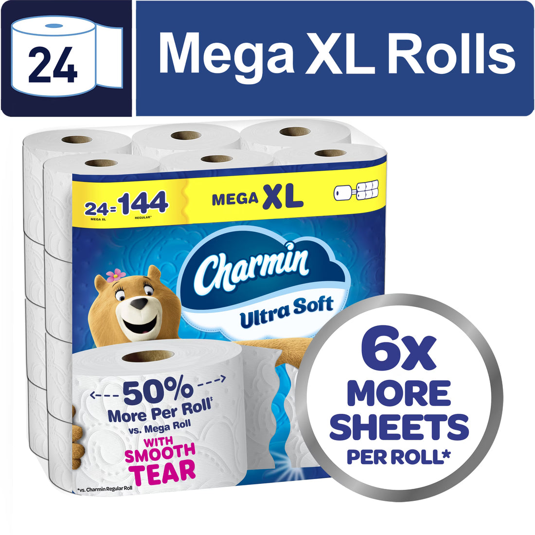 Charmin Ultra Soft Toilet Paper, 24 Mega XL Rolls