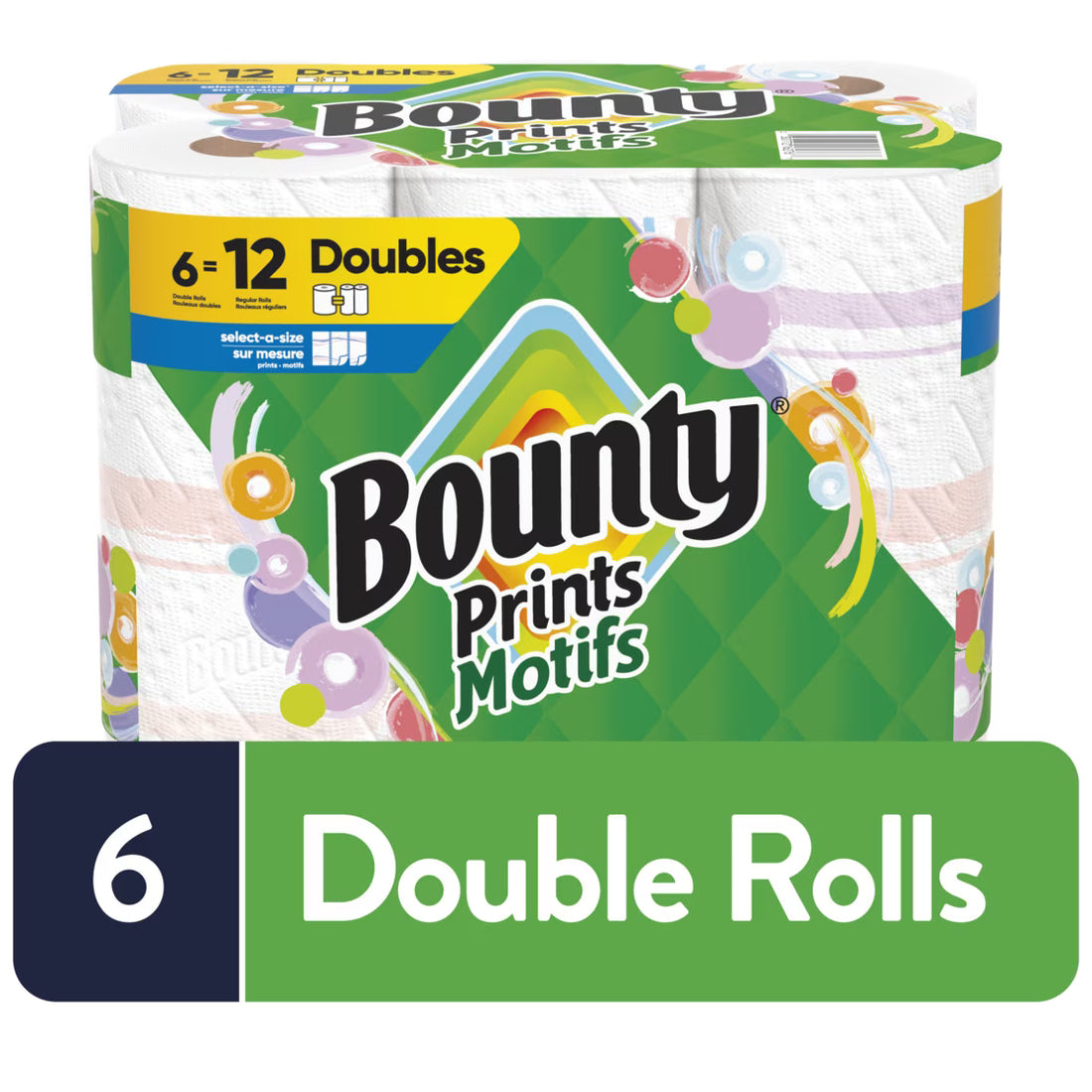 Bounty Select-A-Size Paper Towels, Print, 6 Double Rolls
