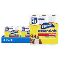 Charmin Essentials Strong Toilet Paper, 12 Mega Rolls (4-Pack, 48 Rolls Total)