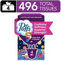 Puffs Ultra Soft Facial Tissues, 4 Boxes, Back-to-School Edition