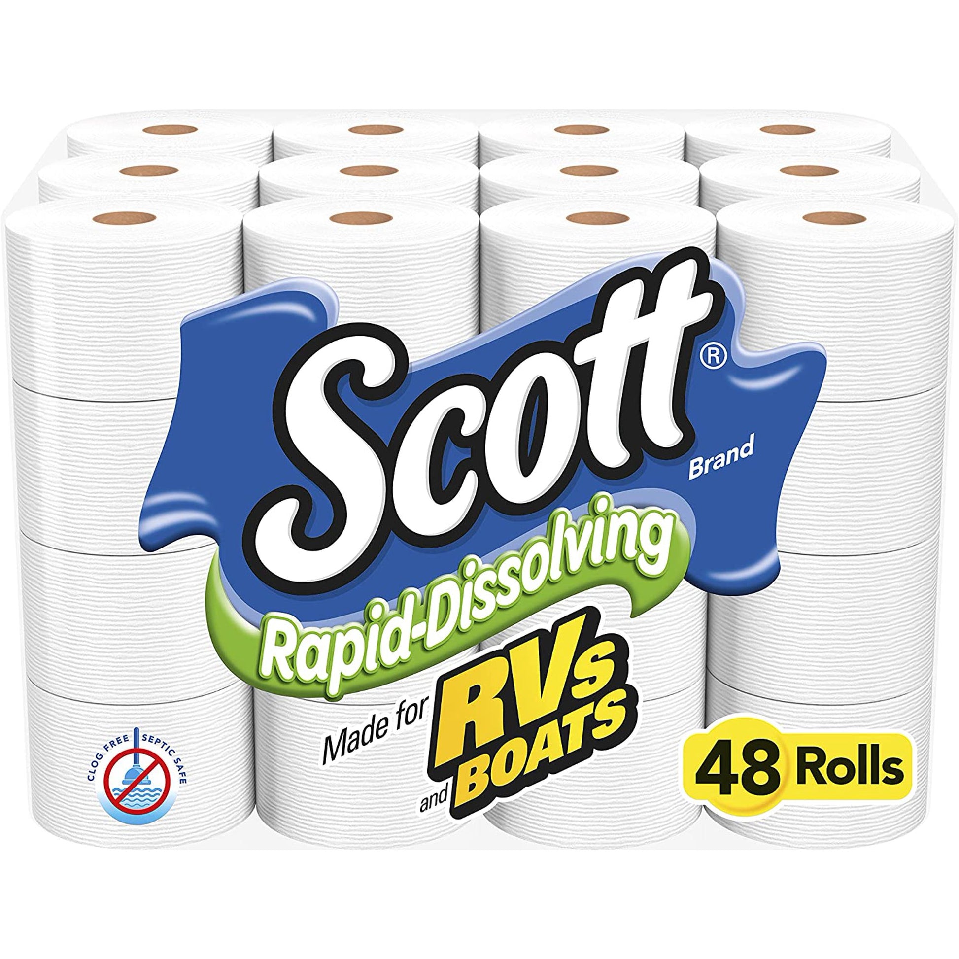 Scott Rapid-Dissolving Toilet Paper for RVs & Boats, 48 Double Rolls