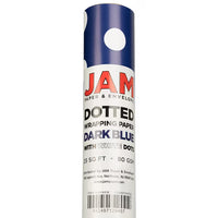 JAM Paper Dark Blue Polka Dot Gift Wrapping Paper Roll, 25 Sq. Ft.