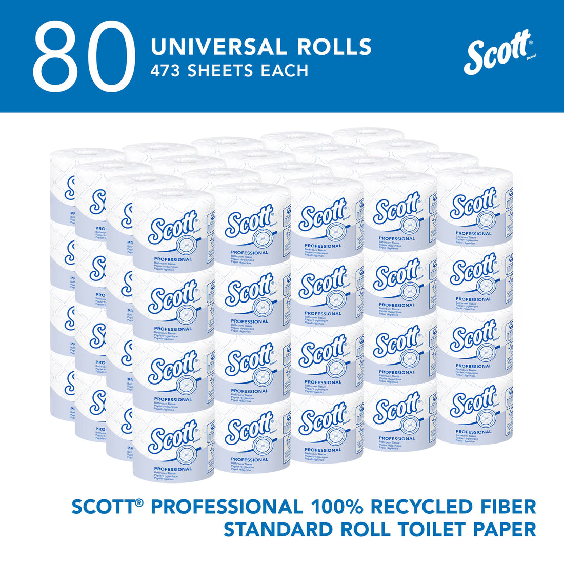 Scott Professional Recycled Fiber Toilet Paper, 80-Roll Case