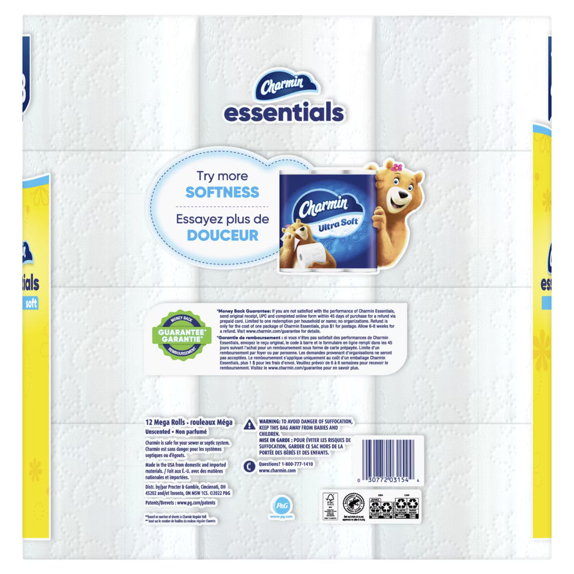 Charmin Essentials Soft Toilet Paper, 12 Mega Rolls