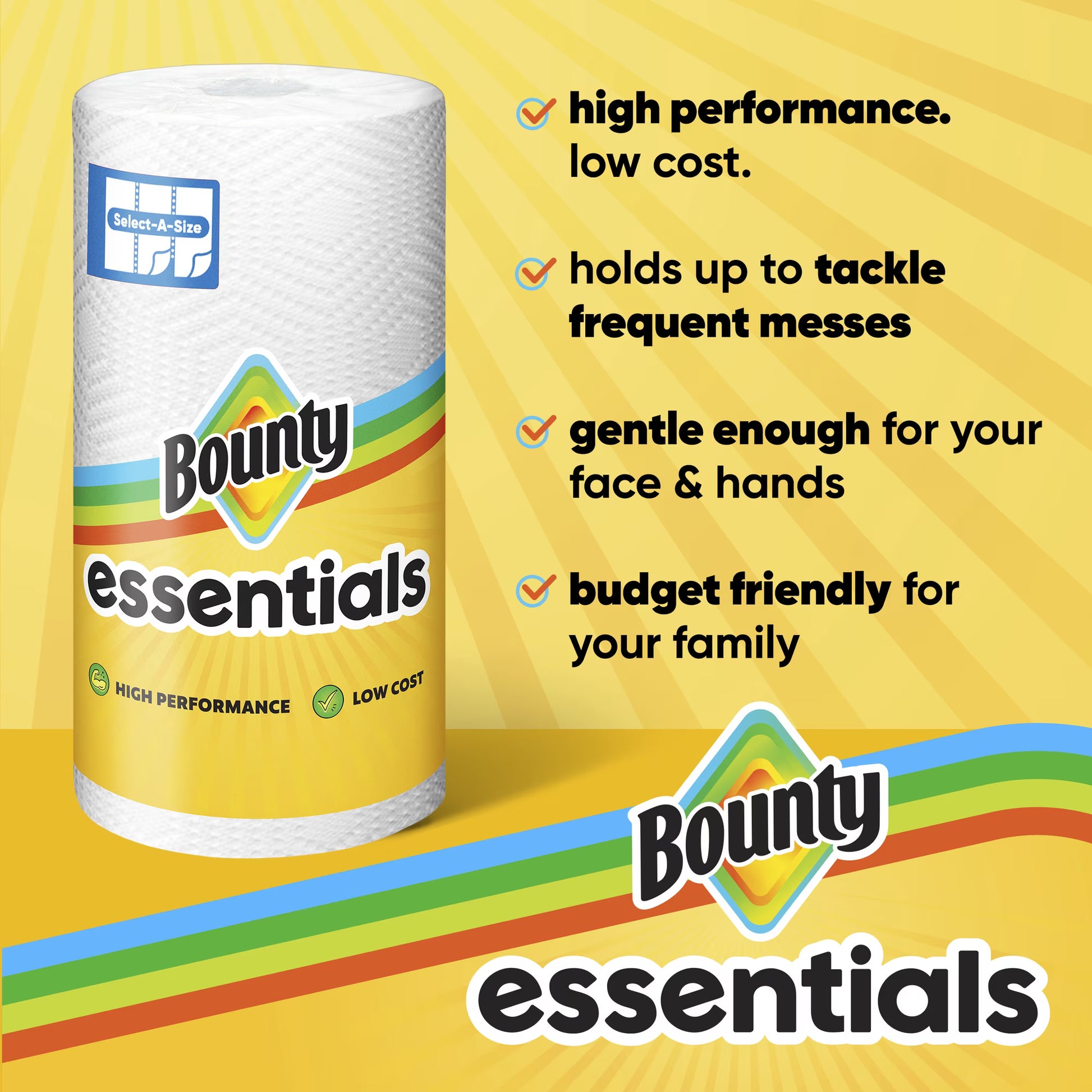 Bounty Essentials Select-A-Size Paper Towels, 12 Double Rolls