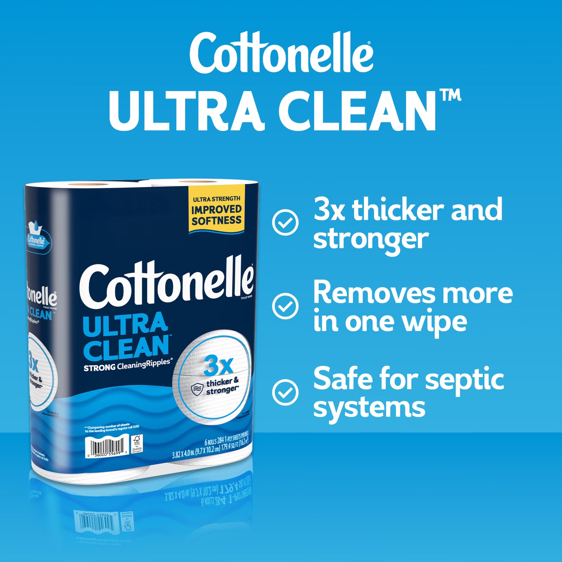 Cottonelle Ultra Clean Toilet Paper, 12 Mega Rolls