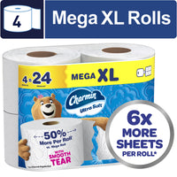 Charmin Ultra Soft Toilet Paper, 6-Pack Bundle (24 Mega XL Rolls Total)
