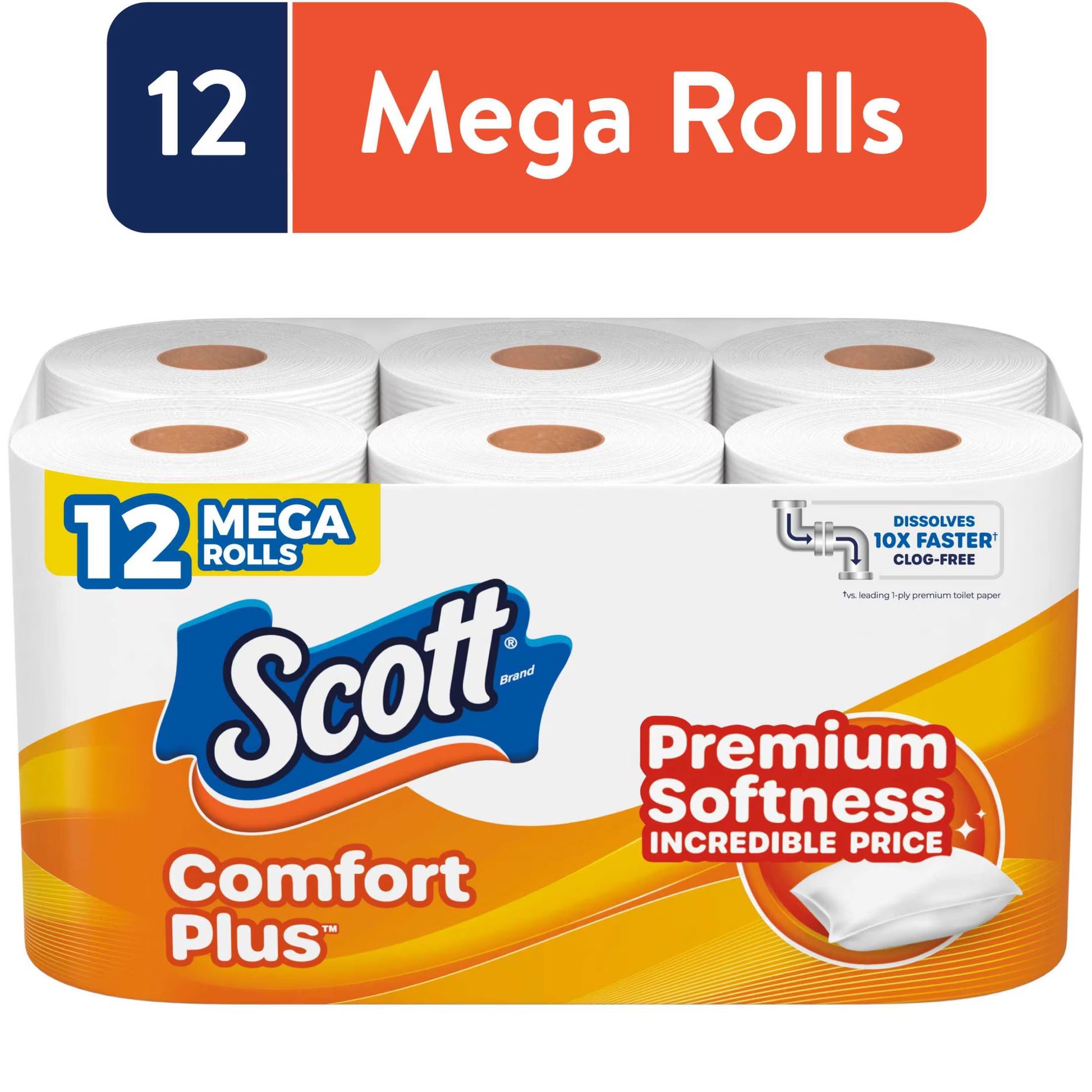 Scott ComfortPlus Toilet Paper, 4-Pack (48 Mega Rolls Total)