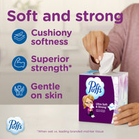Puffs Ultra Soft Facial Tissues, 6 Family Size Boxes