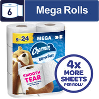 Charmin Ultra Soft Toilet Paper, 4-Pack (24 Mega Rolls Total)