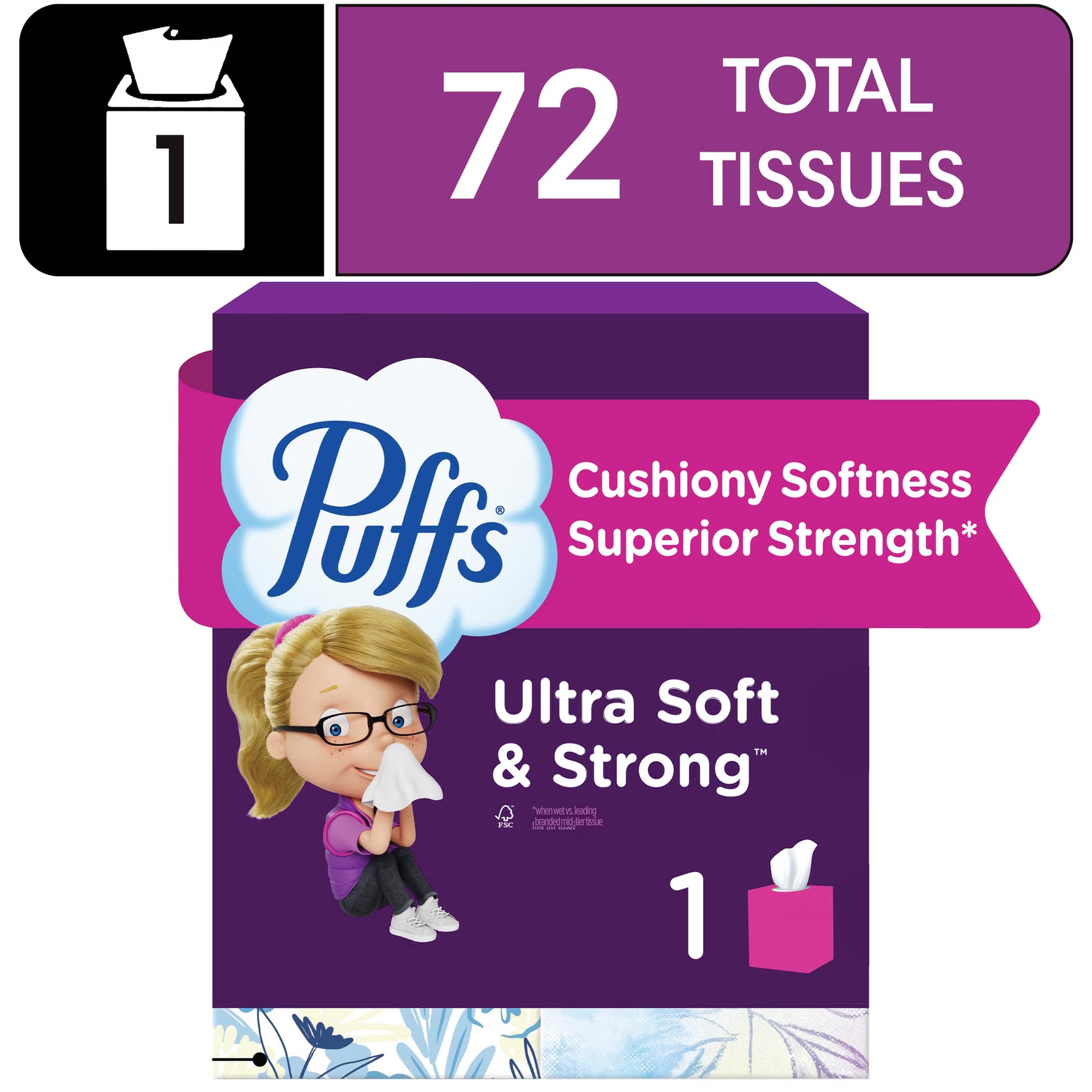 Puffs Ultra Soft Facial Tissues, 18-Box Case, Cube Boxes