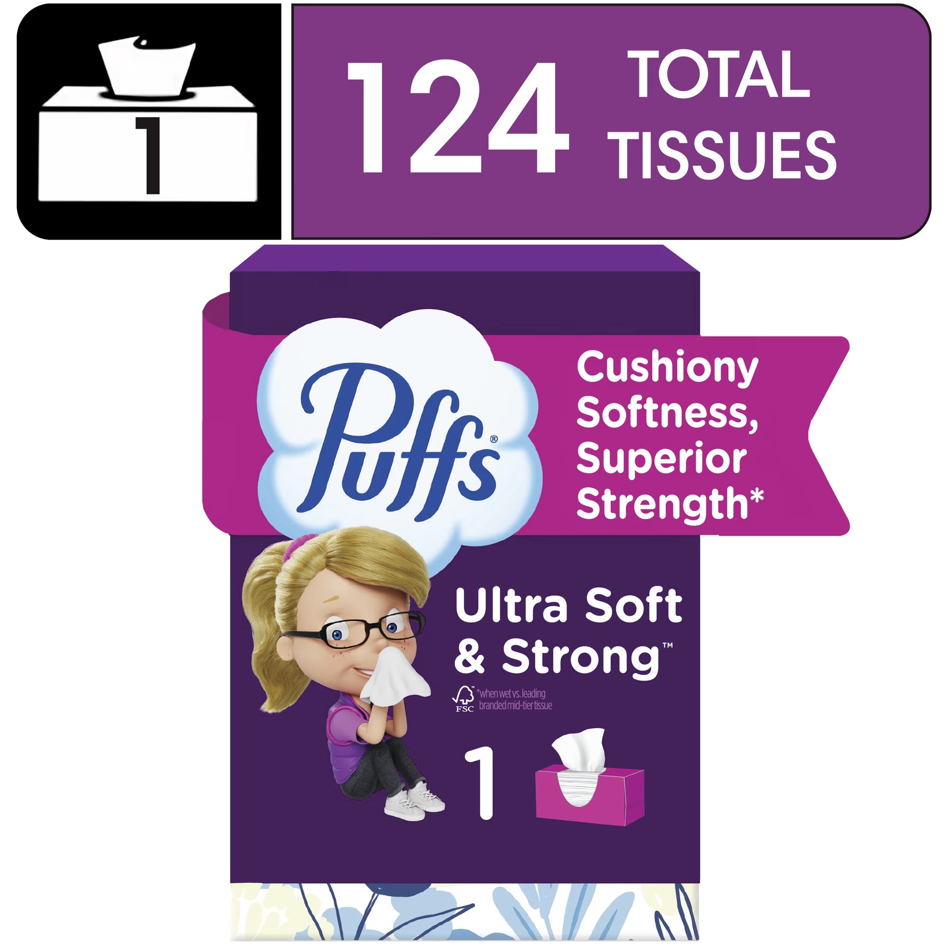 Puffs Ultra Soft Facial Tissues, 24-Box Case, Family Size