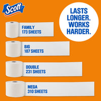 Scott ComfortPlus Toilet Paper, 12 Rolls, 231 Sheets