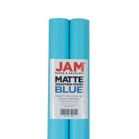 JAM Peacock Blue Matte Wrapping Paper, 2 Rolls, 50 Sq Ft Total