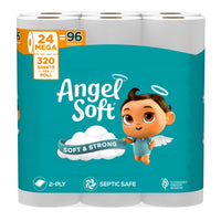 Angel Soft Toilet Paper, 24 Mega Rolls, 2-Ply, 320 Sheets Per Roll