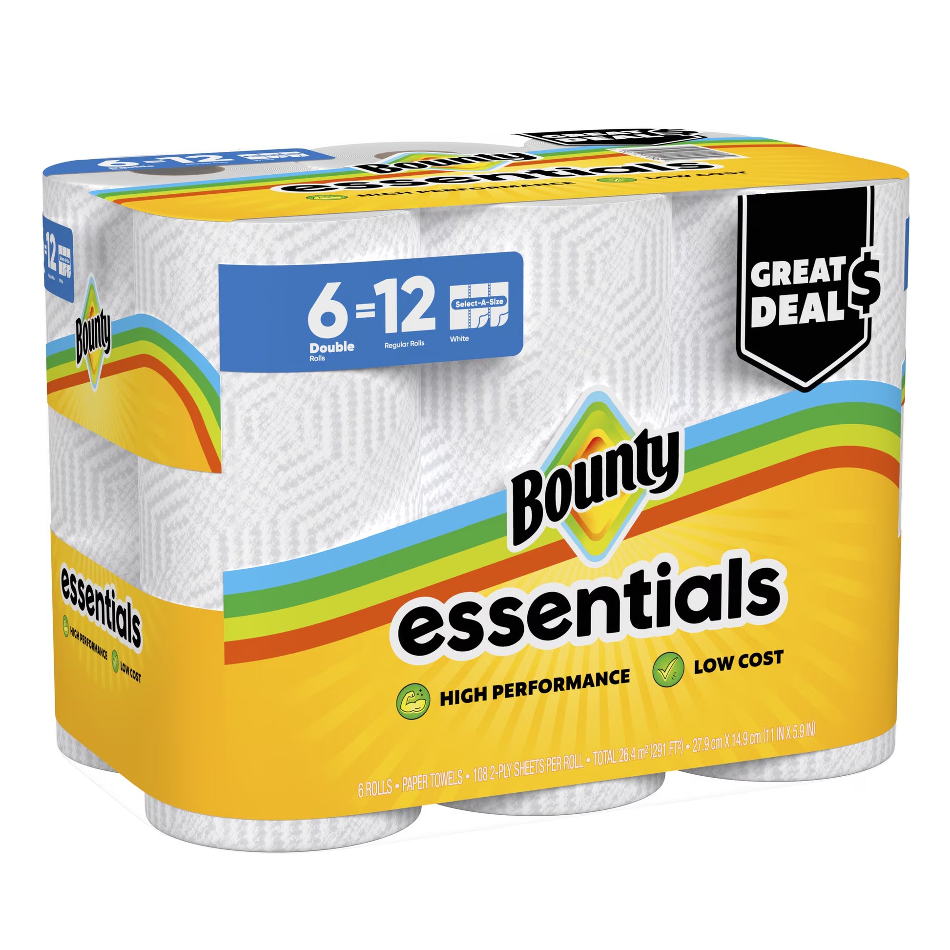 Bounty Essentials Select-A-Size Paper Towels, 6 Double Rolls