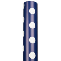 JAM Paper Dark Blue Polka Dot Gift Wrapping Paper Roll, 25 Sq. Ft.