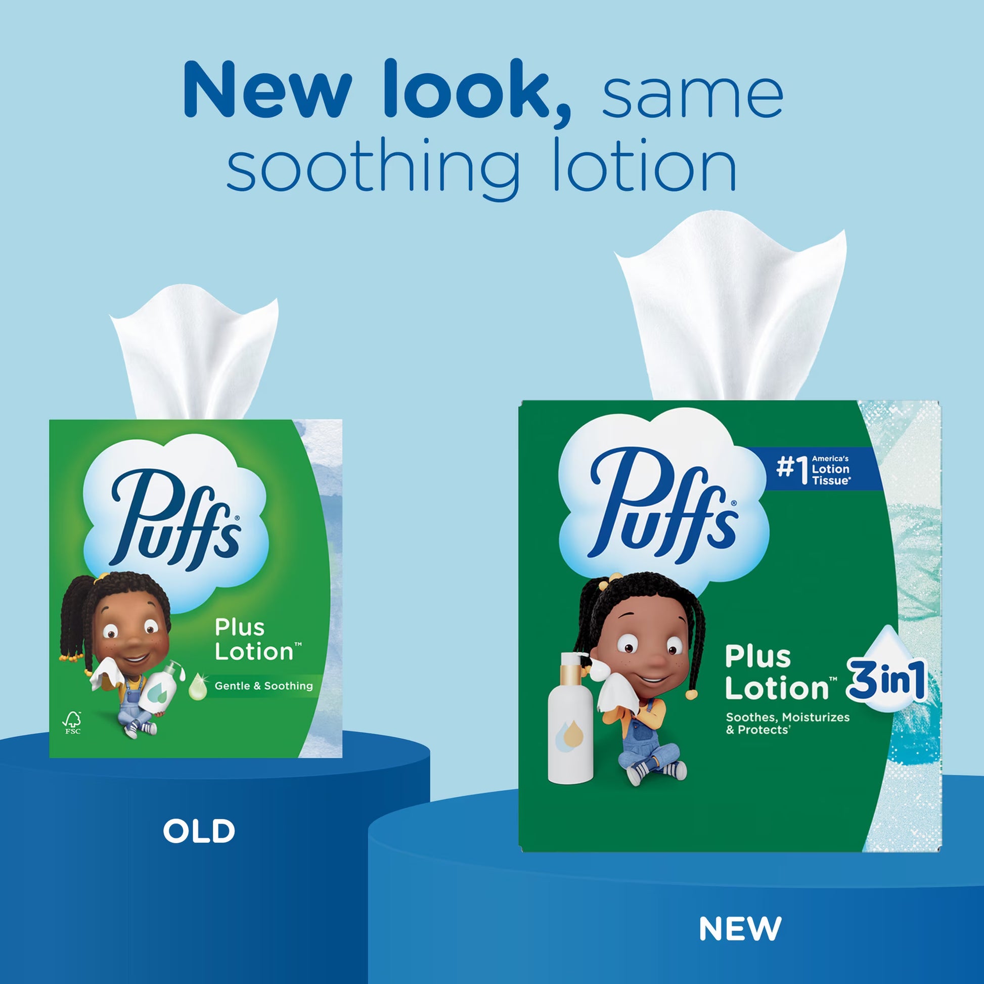 Puffs Plus Lotion Facial Tissue, 4 Mega Cube Boxes