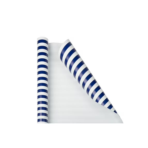 JAM Paper Blue & White Striped Wrapping Paper, 2 Rolls, 50 Sq Ft Total