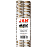 JAM Paper Gold & White Zebra Gift Wrapping Paper, 2 Rolls, 50 Sq. Ft.